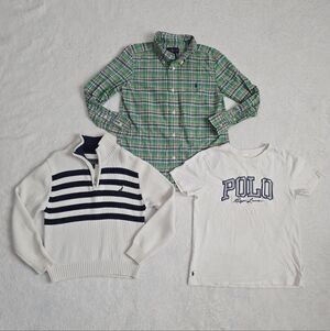Boy's Polo Ralph Lauren Shirts - Button Up and T-shirt & Nautica Sweater Size 6